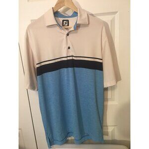 Footjoy FJ Blue‎ & White Men’s Sz L Golf Polo Shirt